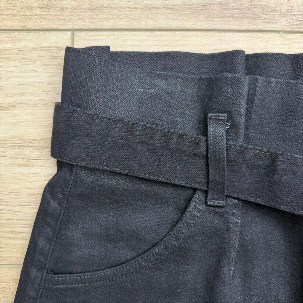 Alice & Olivia Black Denim Paperbag High Rise Mini Skirt‎ Belted Womens size 30 - Picture 3 of 12